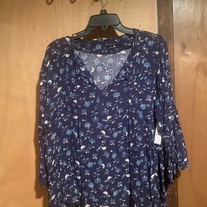 Old Navy Floral Blouse - Navy Blue